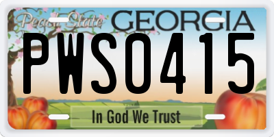 GA license plate PWS0415