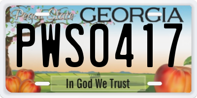 GA license plate PWS0417