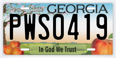 GA license plate PWS0419