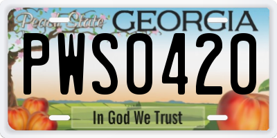GA license plate PWS0420