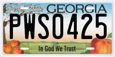 GA license plate PWS0425