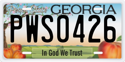 GA license plate PWS0426