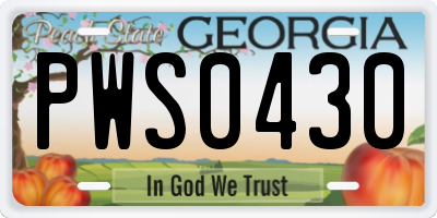 GA license plate PWS0430