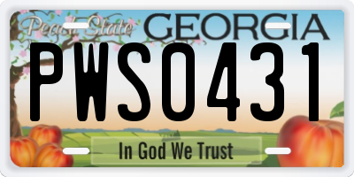 GA license plate PWS0431