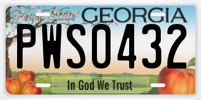 GA license plate PWS0432