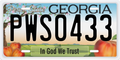 GA license plate PWS0433
