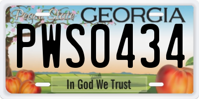 GA license plate PWS0434