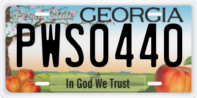 GA license plate PWS0440