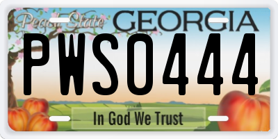 GA license plate PWS0444