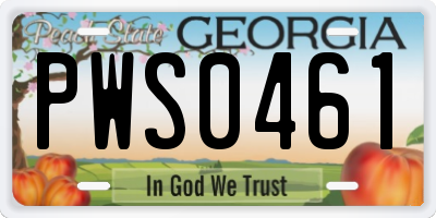 GA license plate PWS0461