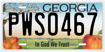 GA license plate PWS0467