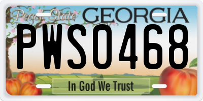 GA license plate PWS0468