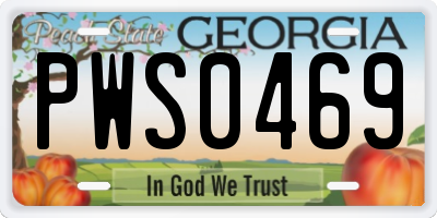 GA license plate PWS0469