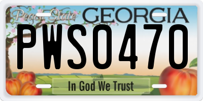 GA license plate PWS0470