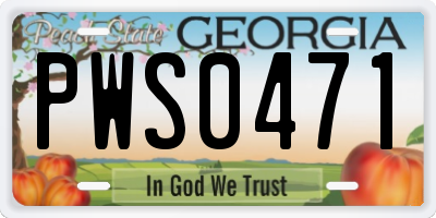 GA license plate PWS0471