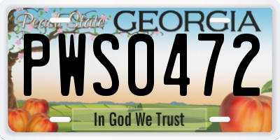 GA license plate PWS0472