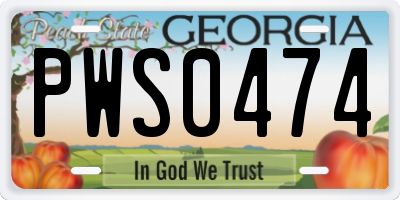 GA license plate PWS0474