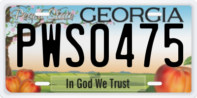 GA license plate PWS0475