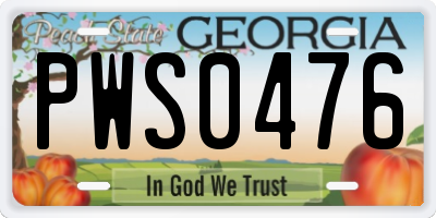 GA license plate PWS0476
