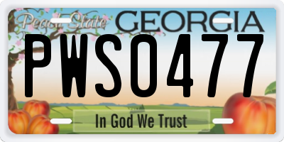 GA license plate PWS0477