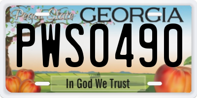 GA license plate PWS0490
