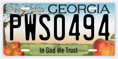 GA license plate PWS0494