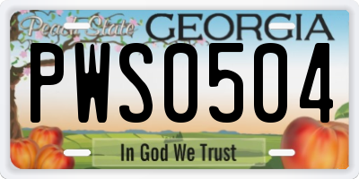 GA license plate PWS0504