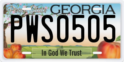 GA license plate PWS0505
