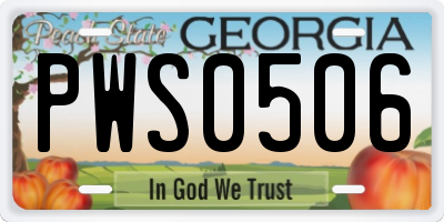 GA license plate PWS0506