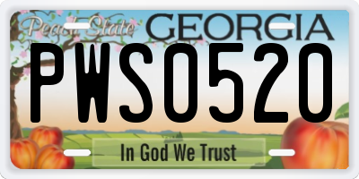 GA license plate PWS0520