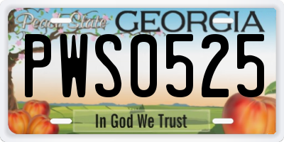 GA license plate PWS0525