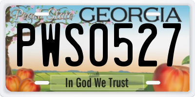 GA license plate PWS0527