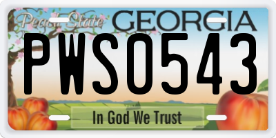 GA license plate PWS0543