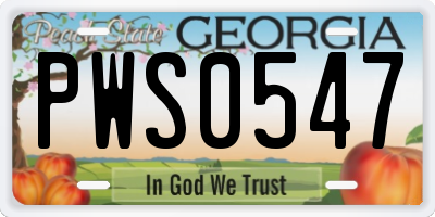 GA license plate PWS0547