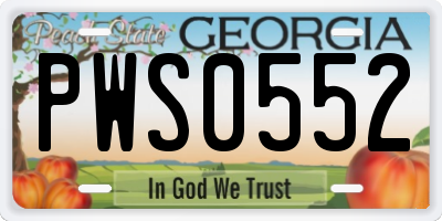GA license plate PWS0552