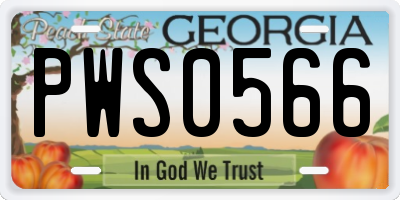 GA license plate PWS0566