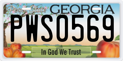 GA license plate PWS0569