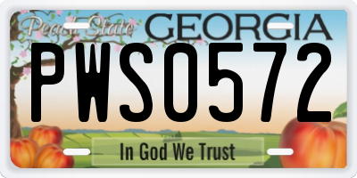 GA license plate PWS0572