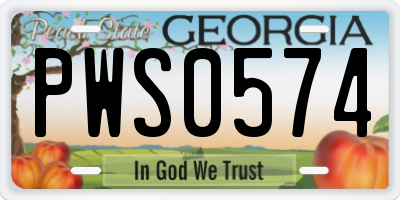 GA license plate PWS0574