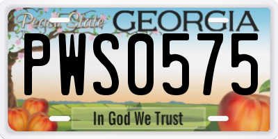 GA license plate PWS0575