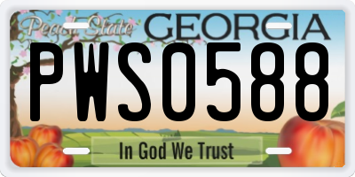 GA license plate PWS0588