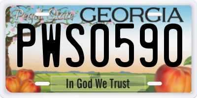 GA license plate PWS0590