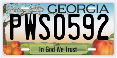 GA license plate PWS0592