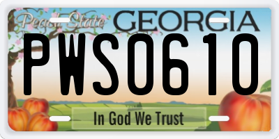 GA license plate PWS0610
