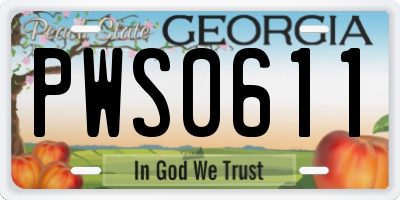 GA license plate PWS0611