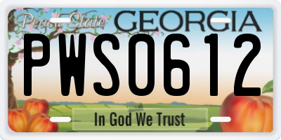 GA license plate PWS0612