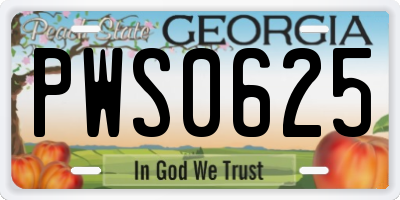 GA license plate PWS0625
