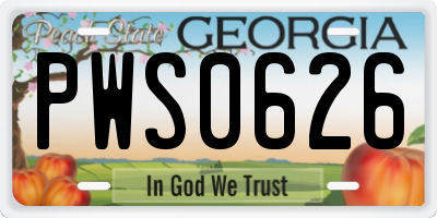 GA license plate PWS0626