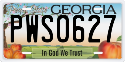 GA license plate PWS0627