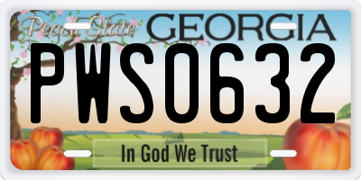 GA license plate PWS0632